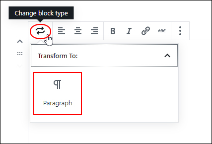 Change Block Type - Verse Block