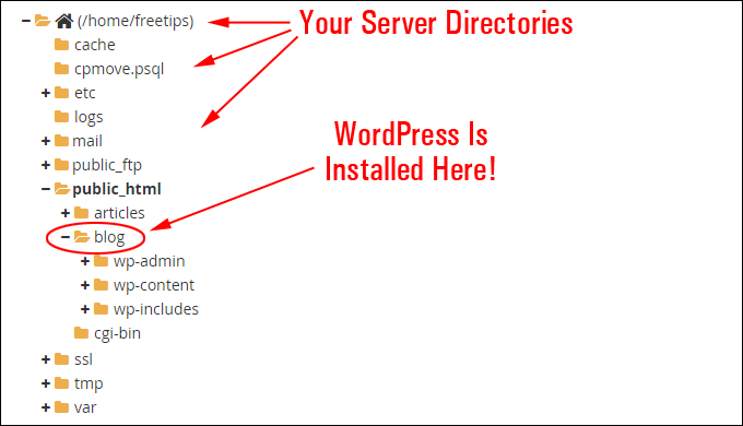 Install WordPress in a server directory called 'blog'