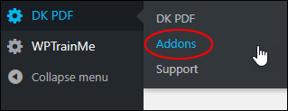 DK PDF - Addons menu