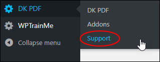 DK PDF - Support menu