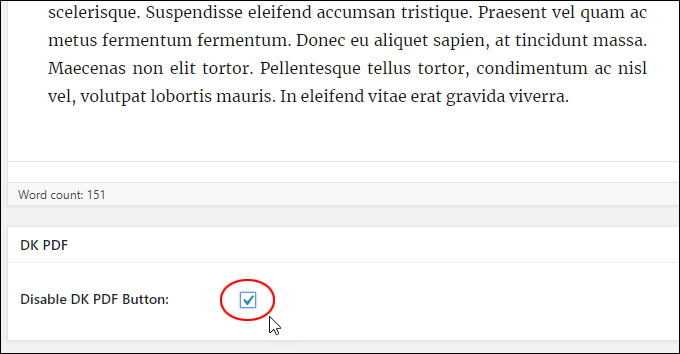 Disable DK PDF Button on individual posts or pages