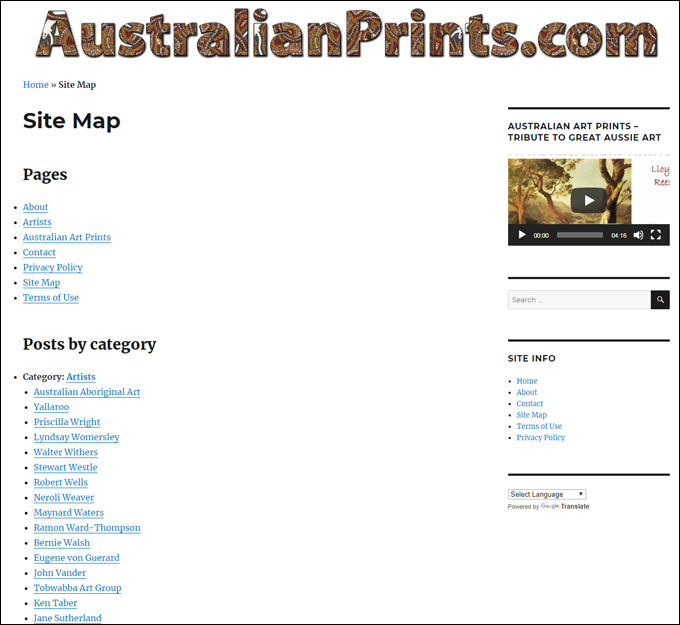 An HTML site map