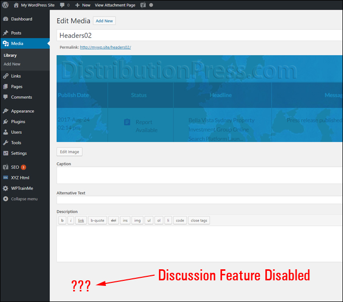 Discussion feature disabled in media attachment page
