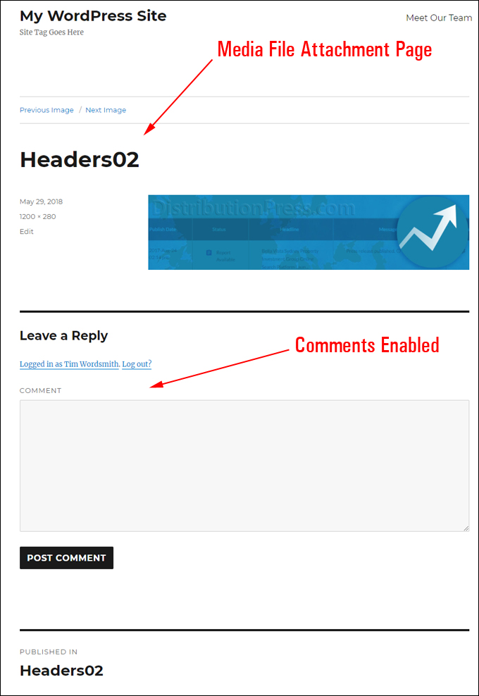 Media file attachment page - Comments enabled