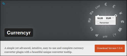 WP Free Currency Converting Plugin - Currencyr
