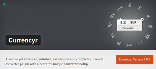 Currencyr - Free Currency Converting Tool For WordPress