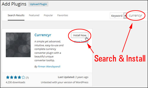 WordPress Plugin - Currency Conversion