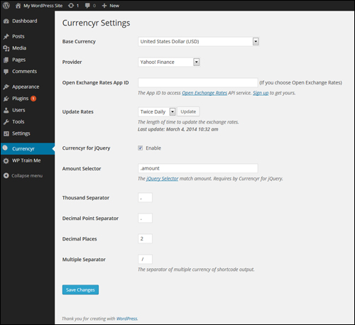 WP Plugin - Currency Conversion