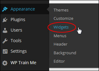 WP Menu: Appearance > Widgets