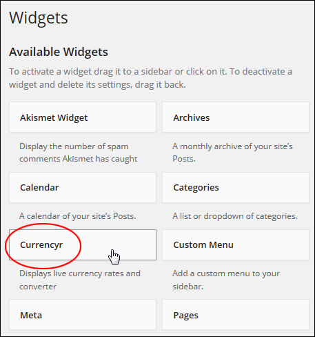 WordPress Plugin - Currencyr