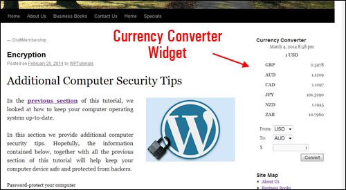 WordPress Plugin - Currency Converter