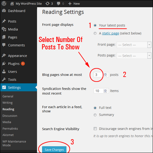 Step-By-Step Tutorial - Setting How Many Blog Post Items Show On Your WP Blog Page