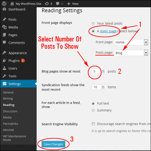 Tutorial - Setting The Number Of Blog Posts To Display On Your WordPress Blog Page