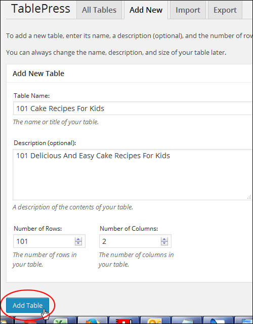 How To Add Tables  With WordPress