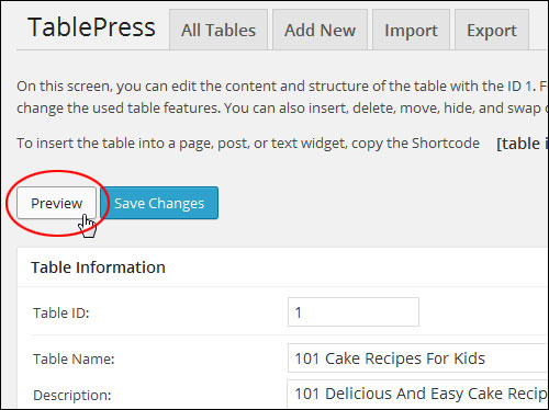 Adding Tables In Posts And Pages With WordPress