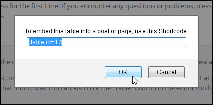 Inserting Tables  With WordPress