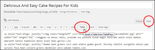 Adding Tables In Pages And Posts With WordPress