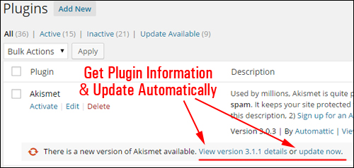 How To Update And Delete Plugins Inside The Dashboard