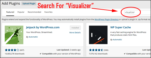 Install WP Plugin: Visualizer