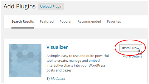 Install WP Plugin: Visualizer
