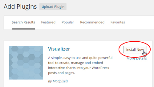 Install Visualizer - WordPress Plugin