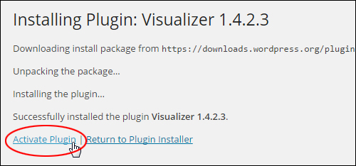 Install WordPress Plugin: Visualizer