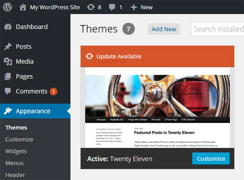 Updating A Theme In WordPress