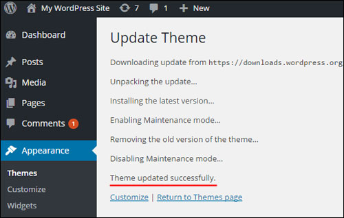 Updating WordPress Theme From Your Admin Dashboard