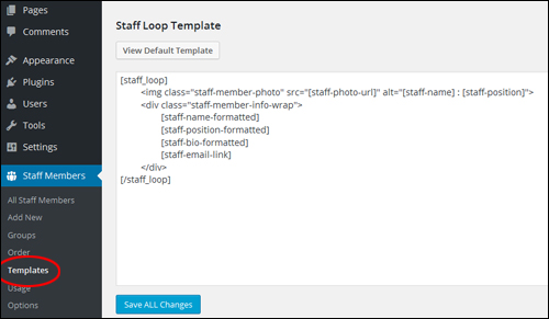 Default Simple Staff List Template