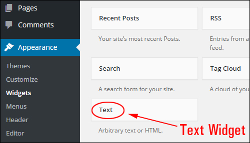 WordPress Text widget