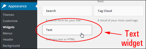 WordPress text widget