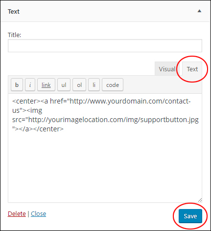 WordPress text widget