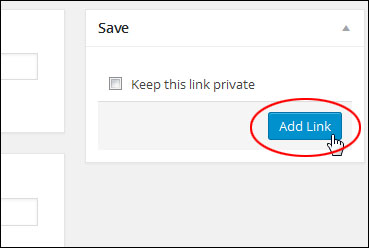 click on the Add Link button to update your link settings