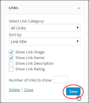 Link widget - configurable settings