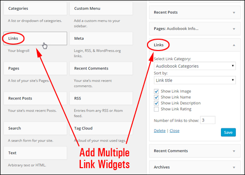 Add Multiple Links Widgets To The Sidebar