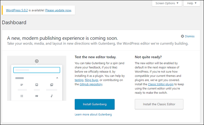 Updating WordPress from a pre-5.0 installation