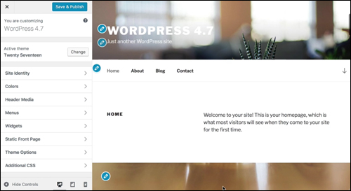 WordPress version 4.7 - Theme Starter Content
